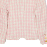 TRIX SCHOBER Womens Blazer Jacket Pink Knit Wool 90s Check UK 10