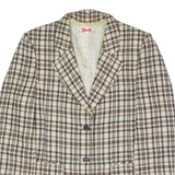 YARELL Womens Blazer Jacket Cream Knit Wool 80s Check UK 14