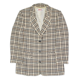 YARELL Womens Blazer Jacket Cream Knit Wool 80s Check UK 14