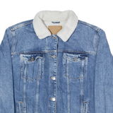 MADE TO LAST Womens Sherpa Lined Denim Jacket Blue XL