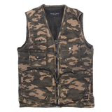 CRIMINAL DAMAGE Utility Mens Gilet Brown Twill Camouflage S