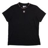 ADIDAS ORIGINALS Womens T-Shirt Black High Neck UK 10