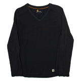 CARHARTT Womens T-Shirt Black Long Sleeve V-Neck L