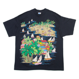 EZL Beach Scene Mens T-Shirt Black XL