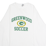 GILDAN Greenwood Soccer Mens T-Shirt White Long Sleeve USA Crew Neck M