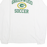 GILDAN Greenwood Soccer Mens T-Shirt White Long Sleeve USA Crew Neck M