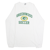 GILDAN Greenwood Soccer Mens T-Shirt White Long Sleeve USA Crew Neck M