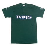 MAJESTIC El Paso Rays Baseball #3 Mens T-Shirt Green USA Button Neck L