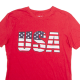 FOURCAST USA Mens T-Shirt Red USA Crew Neck M