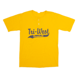 AUGUSTA Tri-West Baseball #9 Mens T-Shirt Yellow USA Button Neck M
