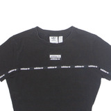 ADIDAS Cropped Womens T-Shirt Black UK 8