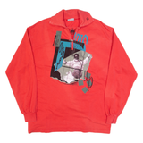 MASTER M Lightweight Mens Sweatshirt Red 1/4 Zip 90s M