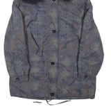Womens Jacket Blue Hooded Crazy Pattern L