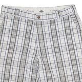 DICKIES Mens Workwear Shorts White Check 2XL W40