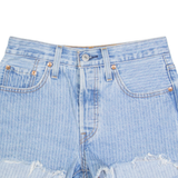 LEVI'S 501 Womens Denim Shorts Blue Striped S W28
