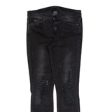 7 FOR ALL MANKIND Distressed Womens Jeans Black Slim Skinny Stone Wash W29 L32
