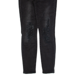 7 FOR ALL MANKIND Distressed Womens Jeans Black Slim Skinny Stone Wash W29 L32