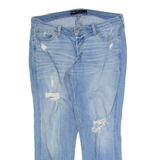 HOLLISTER Distressed Low Rise Womens Jeans Blue Bootcut Stone Wash W34 L26