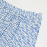 BODEN Womens Straight Skirt Blue Knee Length Linen Crazy Pattern UK 14