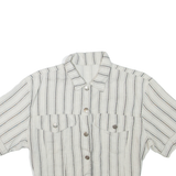 USED Cropped Womens Shirt White Striped M