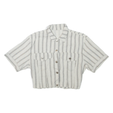 USED Cropped Womens Shirt White Striped M