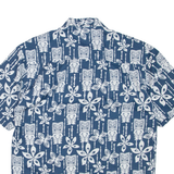 UZZI Mens Hawaiian Shirt Blue Floral XL