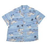 MERONA Mens Hawaiian Shirt Blue Floral XL