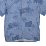 PIERRE CARDIN Mens Hawaiian Shirt Blue Floral M