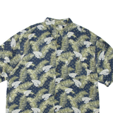 SUMMA Mens Hawaiian Shirt Blue Silk Floral M