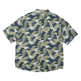 SUMMA Mens Hawaiian Shirt Blue Silk Floral M