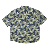 SUMMA Mens Hawaiian Shirt Blue Silk Floral M