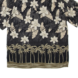 PIERRE CARDIN Mens Hawaiian Shirt Black Floral L