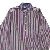 TOMMY HILFIGER Mens Shirt Red Striped Long Sleeve M