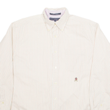 TOMMY HILFIGER Mens Shirt Cream Pinstripe Long Sleeve S