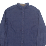 TOMMY HILFIGER Denim Look Mens Plain Shirt Blue Long Sleeve M