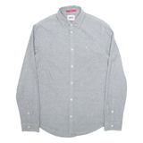 TOMMY JEANS Slim Fit Denim Look Mens Plain Shirt Grey Long Sleeve S