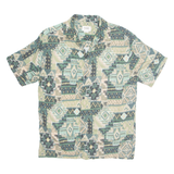 PULL & BEAR Mens Shirt Green Crazy Pattern S