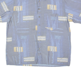 NICK TAYLOR SPORTSWEAR Mens Shirt Blue Viscose 90s Crazy Pattern XL