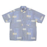 NICK TAYLOR SPORTSWEAR Mens Shirt Blue Viscose 90s Crazy Pattern XL
