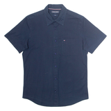 TOMMY HILFIGER Slim Fit Stretch Mens Plain Shirt Blue S