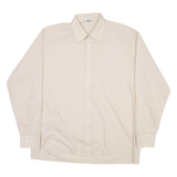 TOP SHIRT Mens Plain Shirt Beige Long Sleeve M