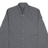 H&M Mens Plain Shirt Grey Long Sleeve S