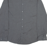 H&M Mens Plain Shirt Grey Long Sleeve S