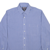 KIRKLAND Custom Fit Mens Shirt Blue Check Long Sleeve M