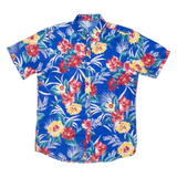 Mens Hawaiian Shirt Blue Floral S