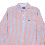 CHAPS Mens Shirt Red Striped Long Sleeve L