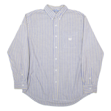 CHAPS Mens Shirt Grey Striped Long Sleeve M