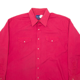 WRANGLER Mens Plain Shirt Red 90s Long Sleeve XL