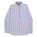 TOMMY HILFIGER Half Buttoned Mens Shirt Blue Check Long Sleeve S
