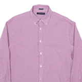 TOMMY HILFIGER Slim Fit Mens Shirt Maroon Gingham Long Sleeve M